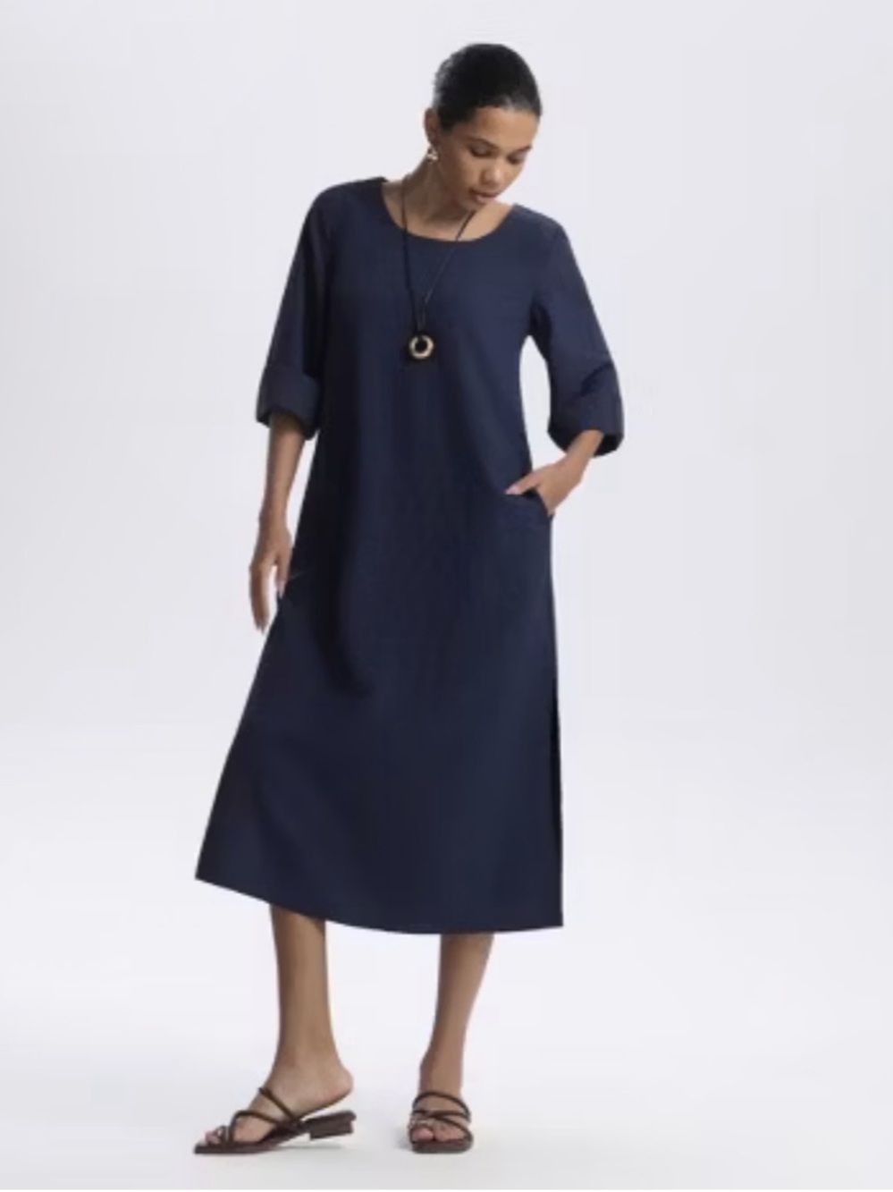 A New Day Women's 3/4 Sleeve Midi A-Line Dress XS or S NWT